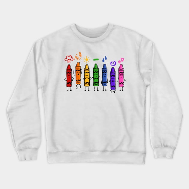 Colorful Color Crayon Attitudes Emotions of the Rainbow Crewneck Sweatshirt by 513KellySt